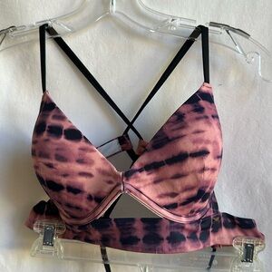 PINK Victoria’s Secret navy and pink bra / swim top, size M